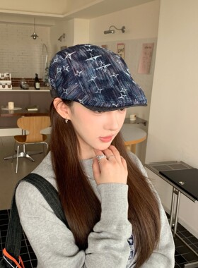 2026秋冬新款复古牛仔前进帽女百搭显脸小韩系鸭舌帽时尚遮阳帽潮