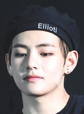 BTS防弹少年团金泰亨V同款黑色贝雷帽冬天帽子男女鹿皮绒 画家帽