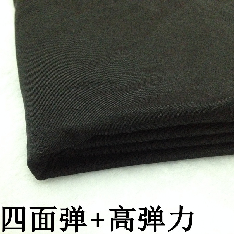 黑色来卡布料 高弹力针织氨纶四面弹拉架面料 紧身运动衣泳衣面料