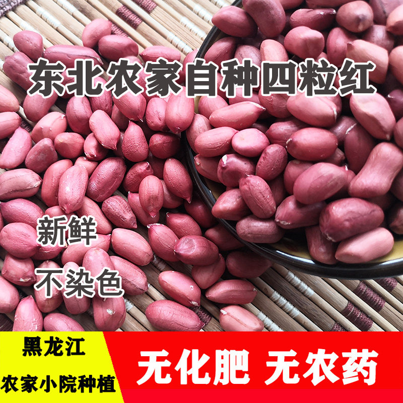 东北红皮花生黑龙江四粒红小粒红衣花生米仁散装去壳精选新生花生