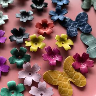 真皮质立体压花和蝴蝶手工diy饰品发夹边夹宠物娃衣制作搭配材料