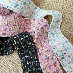 韩国进口粗花呢针织小亮片织带手工diy饰品蝴蝶结发夹头饰品丝带