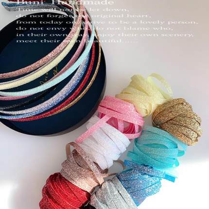 韩国进口薄细闪粉亮布5/10mm丝带手工diy饰品织带包夹包发箍丝带