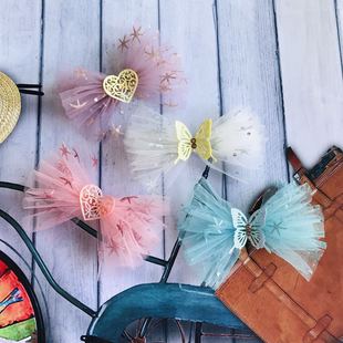 韩国进口亮片闪亮星星网纱手工diy蝴蝶结丝带儿童发饰材料