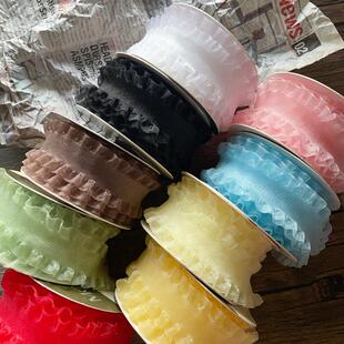 日本进口木马荷叶边软纱手工diy宠物夹娃衣儿童饰品发夹丝带