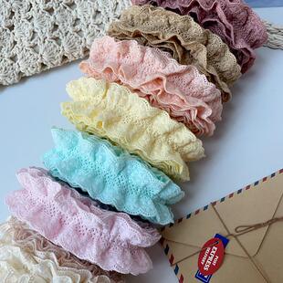 韩国进口褶皱棉蕾丝手工diy饰品边夹发带娃衣花边织带儿童一字夹