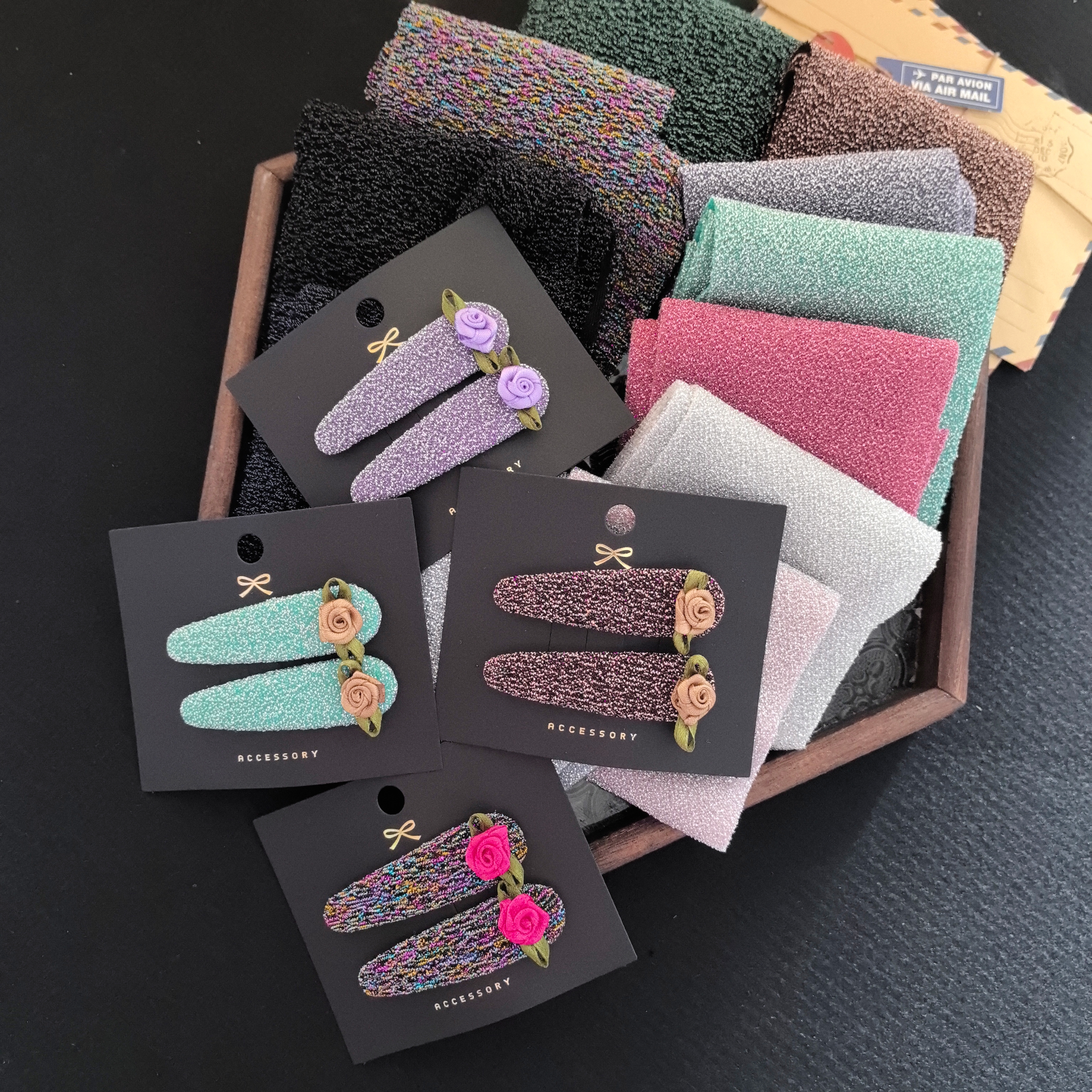 韩国进口炫彩亮丝布料丝带手工diy饰品蝴蝶结布艺包夹包扣大肠圈