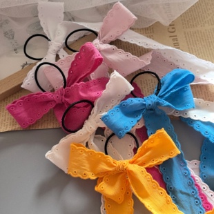 韩国进口轻薄纯棉靓丽圈圈边彩色蕾丝手工diy饰品蝴蝶结发夹织带