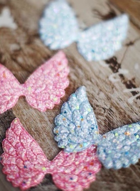 布妮 韩国进口夜光蓝色天使闪亮翅膀手工diy饰品装饰材料发夹蝴蝶