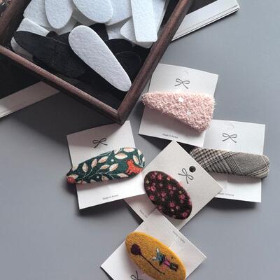 韩国进口大尺寸包布发夹内芯带胶绒底片手工diy头饰品个性包布夹