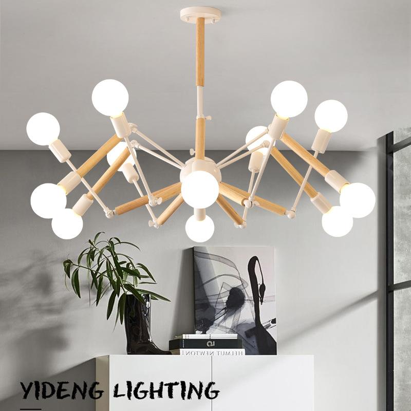 北欧后现代简约木艺吊灯客厅餐厅卧室吧台服装店魔豆分子灯蜘蛛灯
