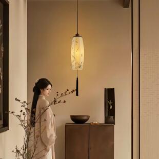 宋式美学卧室床头吊灯中国风禅意茶室氛围复古玄关过道简约吊线灯