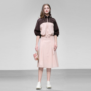 2026春新款时尚休闲设计感拼色外套+百搭半裙运动风防晒衫套装女