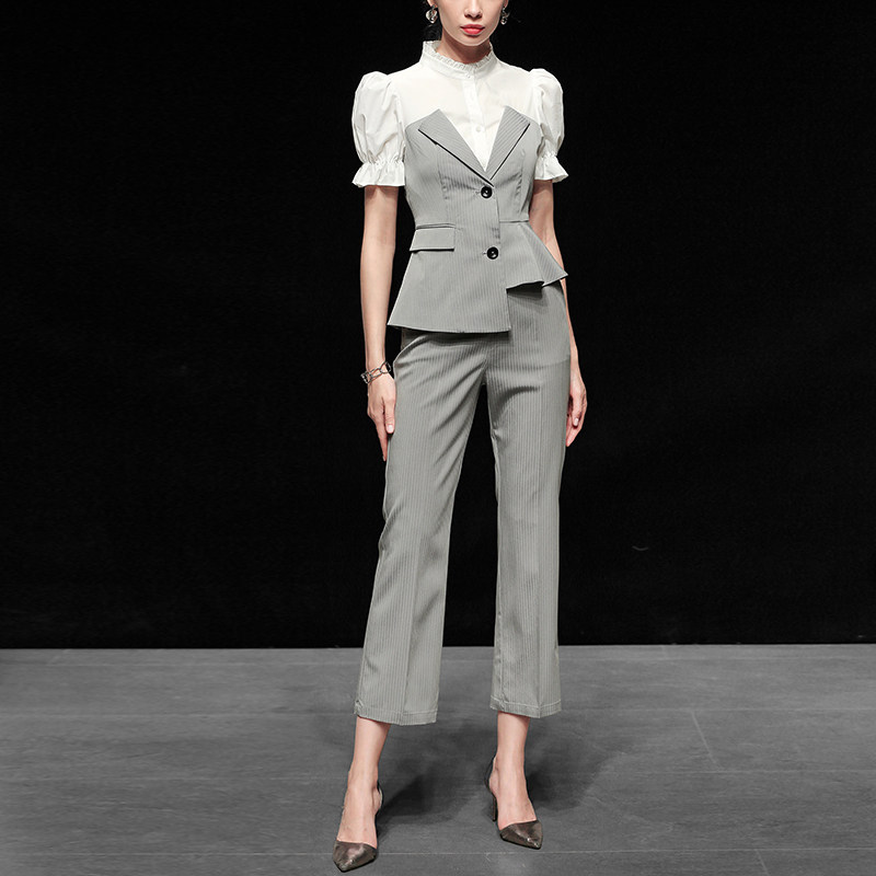 夏装2026新款女装小香风气质两件套潮衬衫上衣九分裤裤子套装Q7