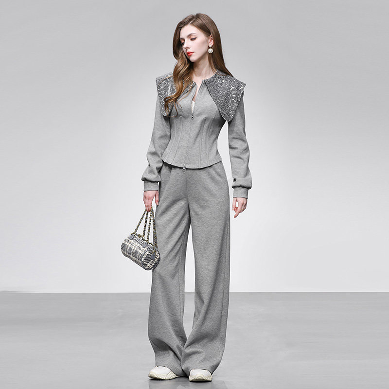 2026年春季新款休闲时尚运动风娃娃领卫衣+高腰长款卫裤两件套,女装/女士精品,时尚套装,淘宝优惠券,粉丝福利购,淘宝优惠卷