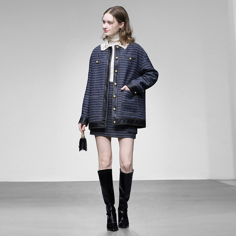 2025冬新款复古撞色花纹牛仔加厚直充羽绒外套+高腰PU皮短裙套装,女装/女士精品,时尚套装,淘宝优惠券,粉丝福利购,淘宝优惠卷