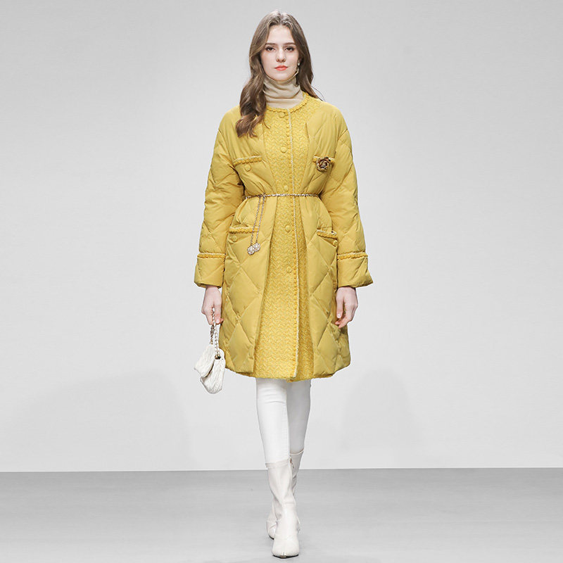 20266冬季新款女装气质时尚长款宽松廓形小香风羽绒服外套