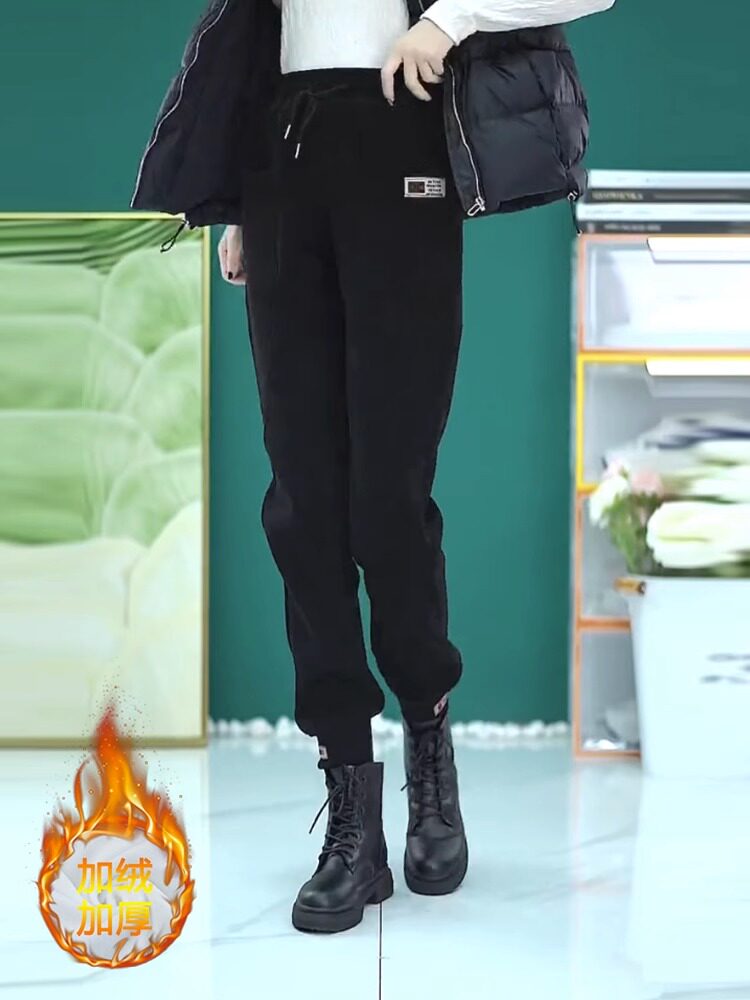 CLEARANCE PICK-UP LEAKAGE COUNTER WITHDRAWS CORDUROY PLUS-SIZE HAREM PANTS WOMENS FLEECE SPRING AUTUMN AND WINTER THIN LEGGING CASUAL SWEATPANTS