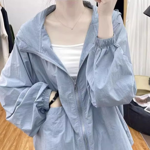 外贸原单专柜撤回开衫防晒衣女夏季薄款防晒服连帽冲锋衣休闲外套