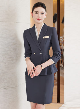 高端职业套装女经理二件套酒店前台客服工装美容院美容技师制服秋