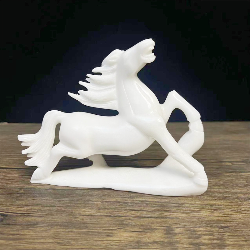 天然白玉马摆件一马当先原创客厅乔迁送礼装饰动物摆放长辈送礼品