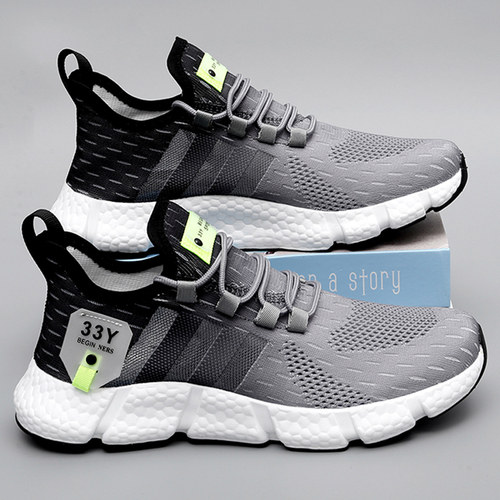 大码飞织网鞋男45夏季莆田爆米花透气防臭轻便减震跑步运动男鞋46