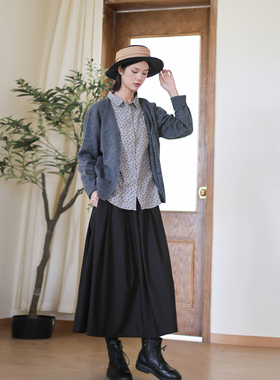 ZAN原创秋冬新款棉麻半身裙女黑色百搭文艺复古长裙宽松休闲A字裙