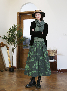 ZAN原创新款裙子 纯棉半身裙秋冬a字中长款半裙 显瘦百搭半身长裙