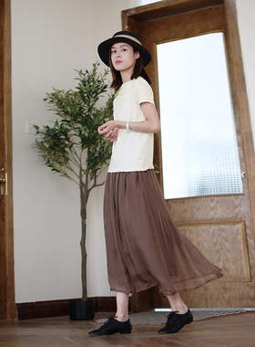 ZAN原创2025新款女士半身裙纯色真丝a字中长款半裙百搭桑蚕丝长裙