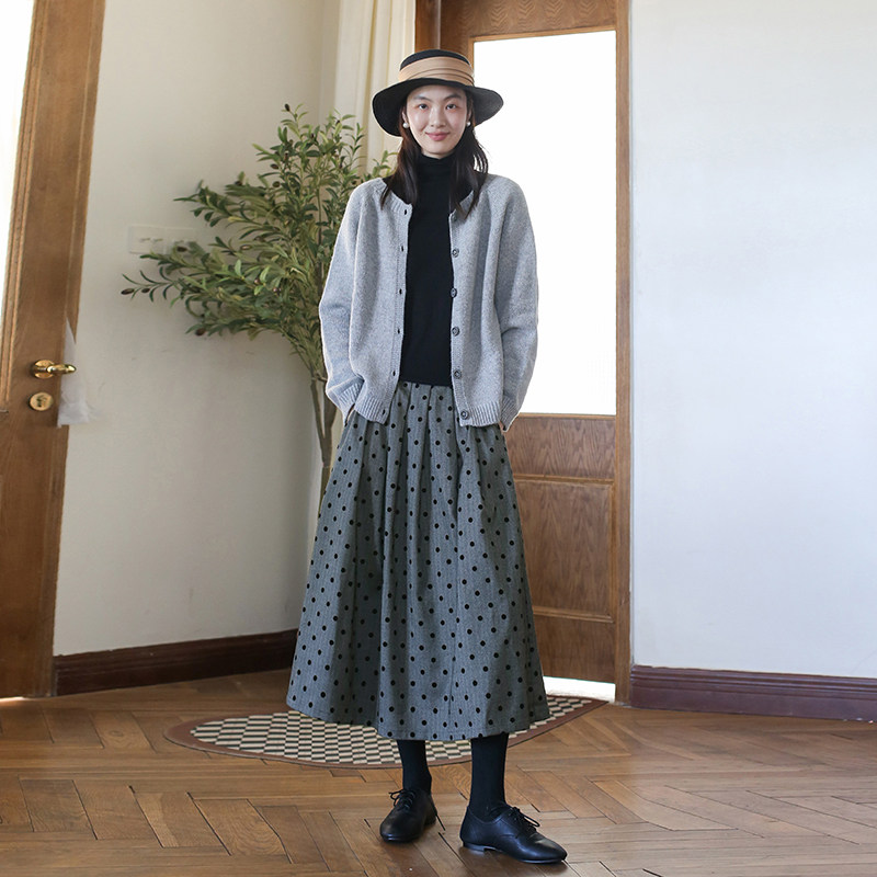 ZAN原创秋冬新款半身裙纯色波点中长款半裙半身式a裙百搭显瘦长裙,女装/女士精品,半身裙,淘宝优惠券,粉丝福利购,淘宝优惠卷