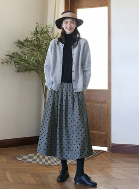 ZAN原创秋冬新款半身裙纯色波点中长款半裙半身式a裙百搭显瘦长裙