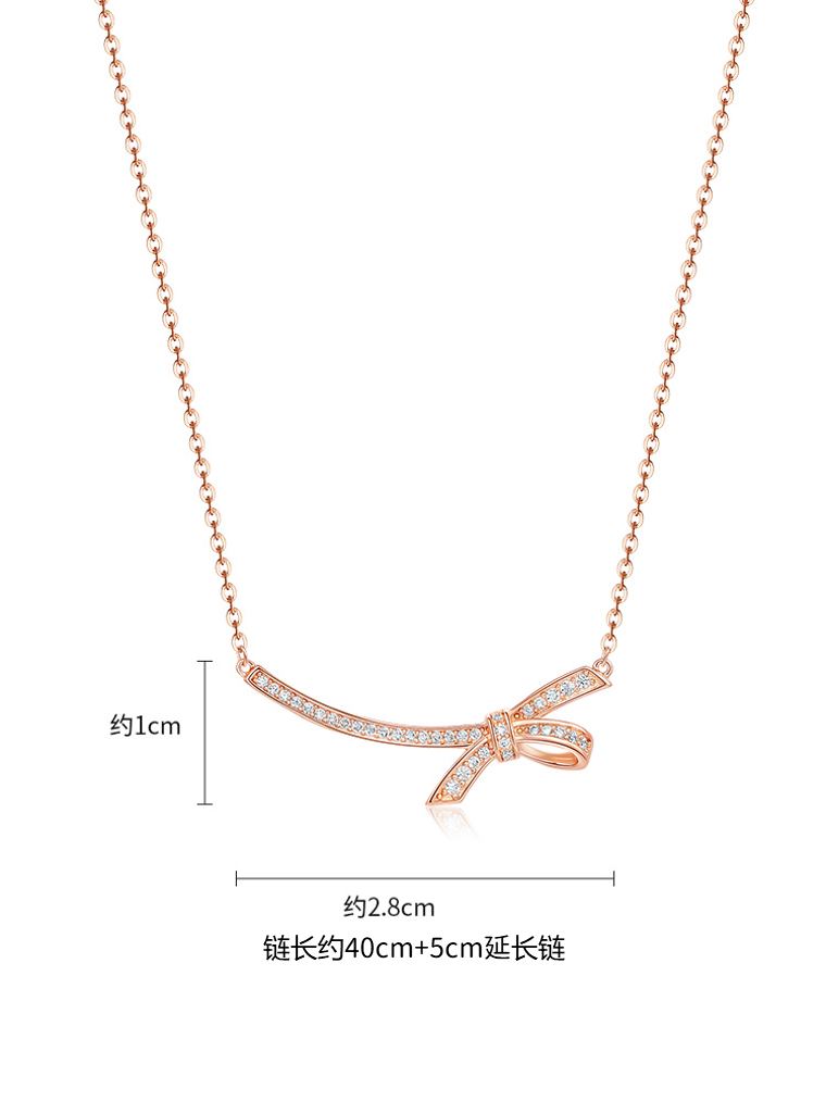 潮宏基追光s925银项链镶嵌公主蝴蝶结甜美少女圣诞礼物j