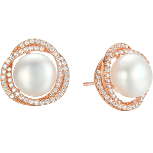 潮宏基至简S925银耳钉简奢花蕊耳环银耳饰淡水珍珠女纪念日礼物