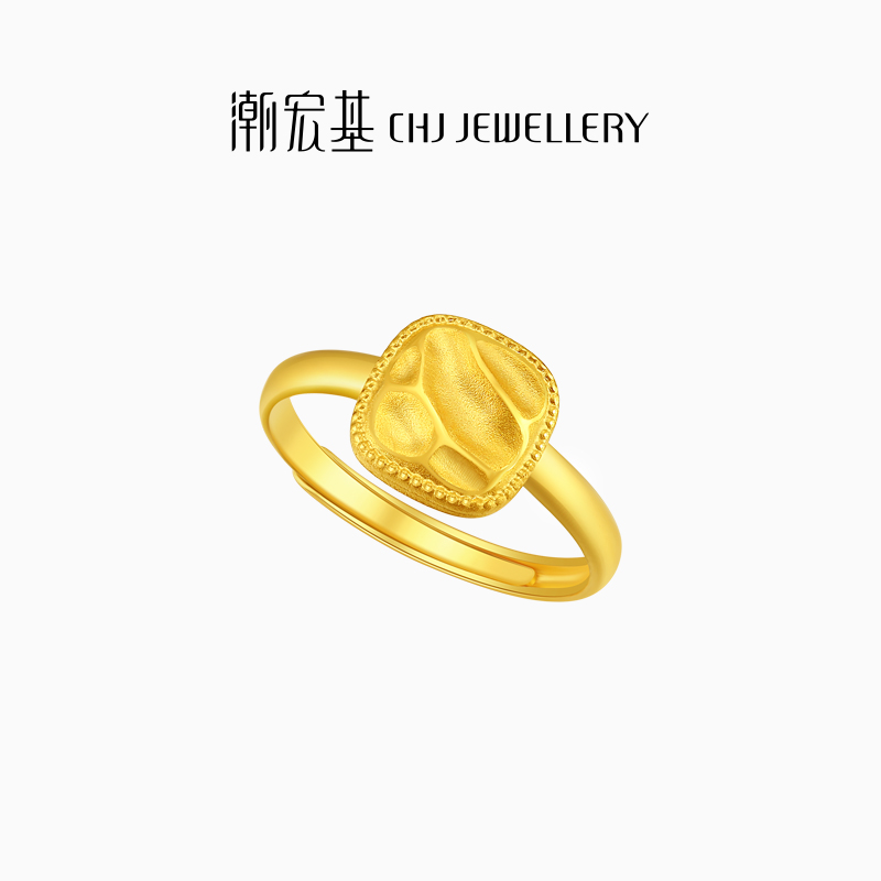 潮宏基足金黄金戒指古法
