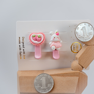 五对 亮面卡通小兔儿童小号碎发夹婴幼儿塑料刘海夹圆头侧边夹 包邮