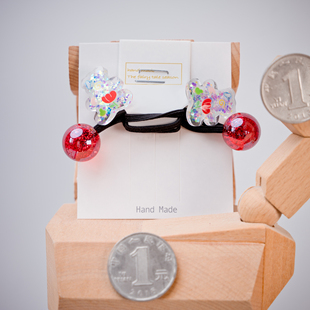 精美炫彩小熊儿童双头发圈女红色珠子装饰绕绕头绳手工制作发饰