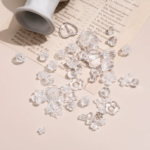 Прозрачные бусины, серьги ручной работы, ожерелье, аксессуары, в цветочек