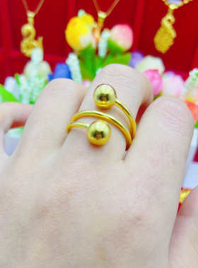 沙金戒指女镀18K百搭礼物首饰