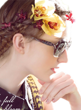 花雨伞女士方框长脸偏光镜