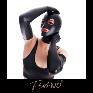 Ftshist动漫cosplay哑光乳胶皮latex束缚拉链蒙面头套面罩