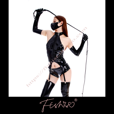 漆皮乳胶氨挂脖吊袜带马甲紧身衣