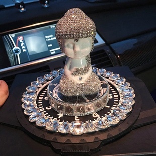 汽车水晶香薰摆件水钻白瓷莲花佛车载香水座水钻镶钻车内饰品