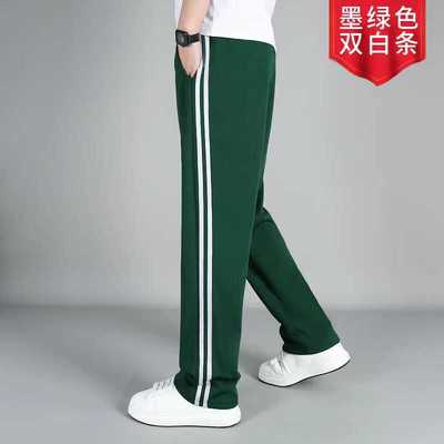 初高中薄款深蓝色二条杠校服裤子