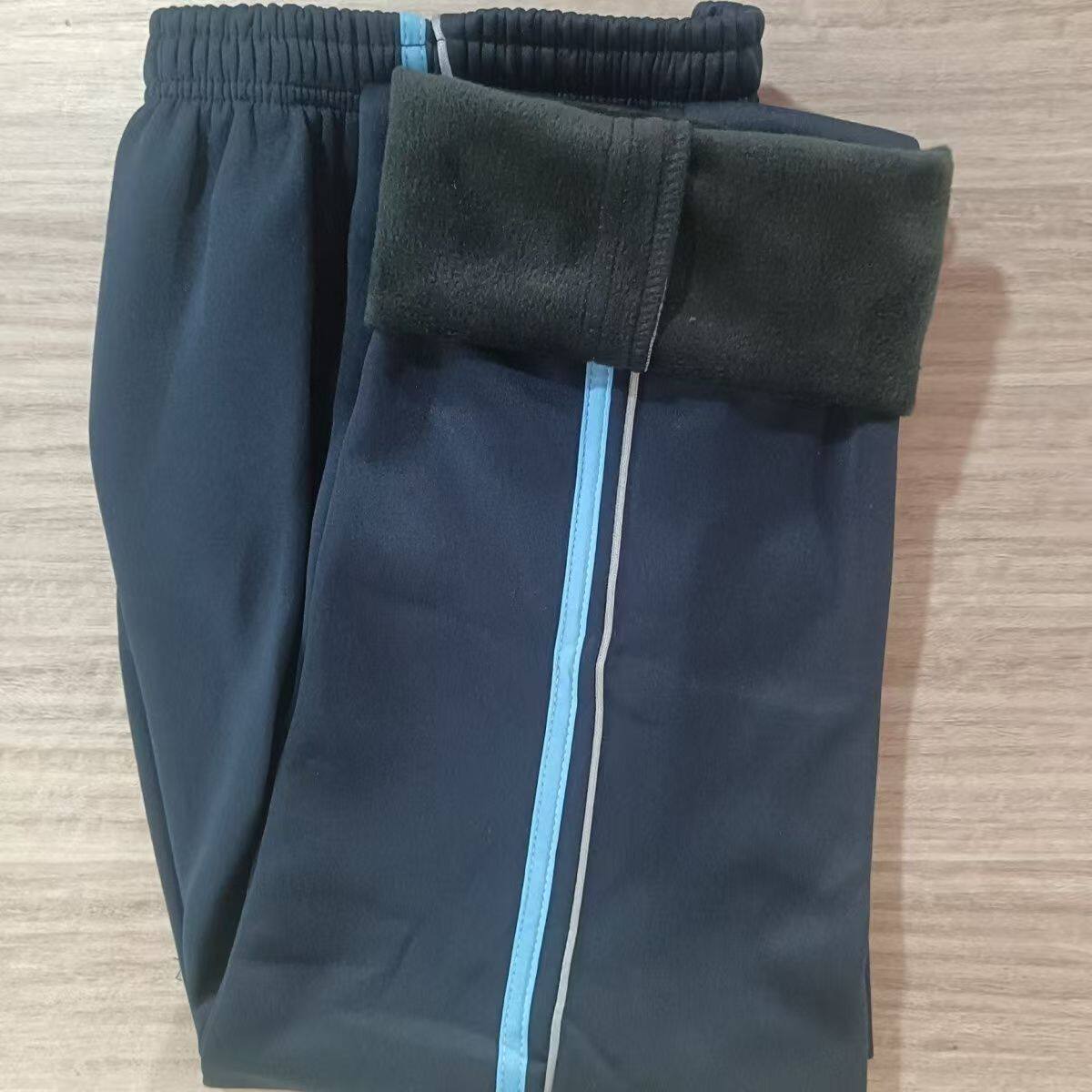 藏蓝灰细反光条1厘米加绒校服裤