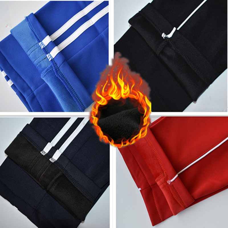 学生校服裤子冬季加绒红色高中生