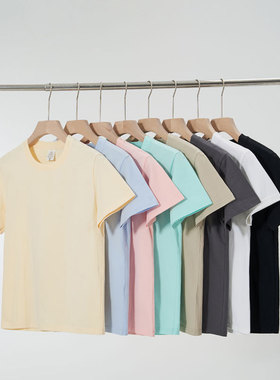 全棉t恤重磅新疆棉重磅纯棉白色短袖T恤宽松内搭纯色打底男女