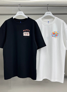 重磅230克纯棉女款白色t恤大码宽松情侣短袖上衣女美式潮流小白t