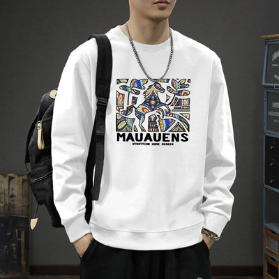 美式重磅硬挺卫衣男新款春季衣服加绒上衣圆领情侣装春秋外套