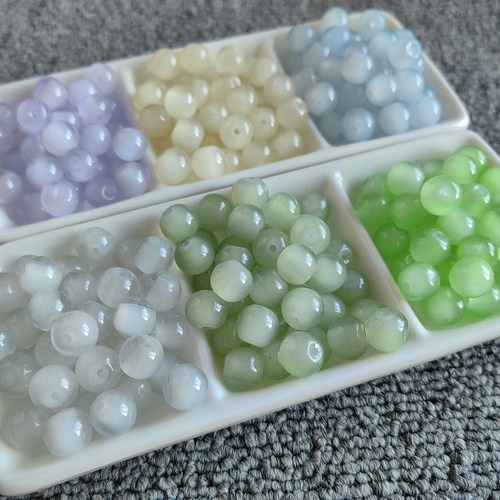 【50颗】10mm糖心/果冻琉璃单色散珠编织手链项链头饰珠珠diy手工