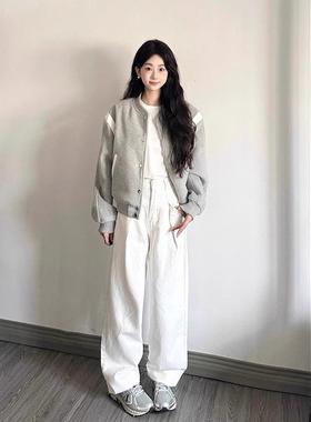 灰色棒球服外套女春秋季2025新款韩版小个子香风宽松夹克短款上衣